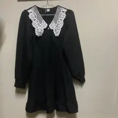 （H &M）黒のレース襟カジュアルワンピース
