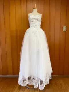 ウェディングドレス ベアトップ エンパイアドレス スパンコール 前撮り