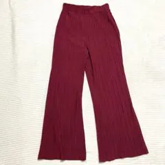 Lutique プリーツフレアパンツ M レッド 赤 ハイウエスト ワイドパンツ
