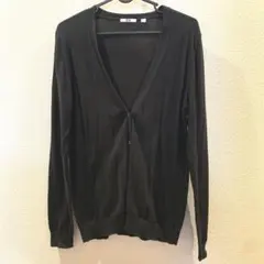 11/17まで UNIQLO ユニクロ ブラック Vネックカーディガン Lサイズ
