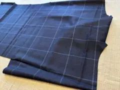 DORMEUIL 最高級生地　イギリス　ネイビー チェック柄 生地 はぎれ