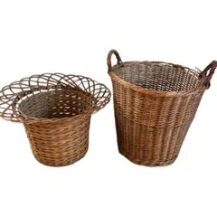 ラタン　籐　ランドリーバスケット　2個セット　ラタン籠　籠