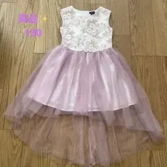 zunie ドレス ラメ 花柄刺繍 子供服 キッズ 発表会 ピンク　130