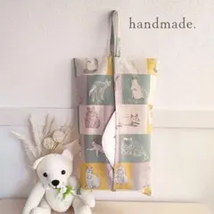 #770　ボックスティッシュカバー　ハンドメイド　浮かせる収納　ニュアンスカラー
