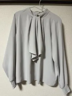 ボウタイブラウス 長袖 ブルー