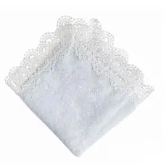 近沢レース　タオルハンカチ　ミニヨン　サックス