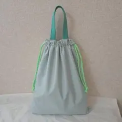 ハンドメイド　体操着袋　体操服袋　給食着袋　お着替え袋　巾着袋　水色