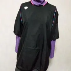 DESCENTE ウォームアップウェア 半袖 黒メンズ【Ｍ】身長170㎝着丈長め