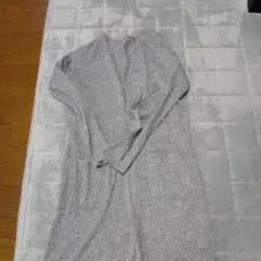 リブ編み ロングカーディガン グレーのサムネイル