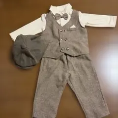 フォーマルスーツ ブラウン系 80cm shein セレモニー 帽子 セット