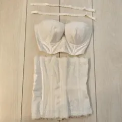 ブライダルインナー ブラジャー ウエストコルセット 肩紐ストラップ 3点セット