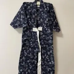 【新品】子供用着物 ネイビー 円形模様 130センチ 帯付き 男の子