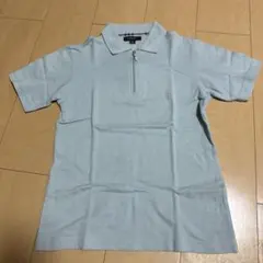 ジッパー付きライトブルーポロシャツ