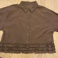 【美品】ローリーズファーム　フリルシャツ　ブラウンのサムネイル
