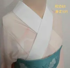NO.16 正絹　単　長襦袢　ピーチピンクに鶴柄　リユース