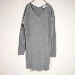 【S】AZUL アズール♡ グレー Vネック ニットワンピース カジュアル