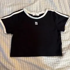 WEGO リンガーTシャツ カットソー 半袖 ブラック ホワイト ロゴ刺繍
