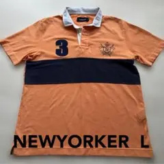 NEWYORKER ポロシャツ オレンジ ネイビー Lサイズのサムネイル