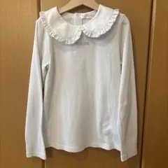 mezzo piano フリル襟 長袖カットソー ホワイト　140