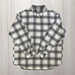 長袖　襟付き　シャツ　メンズ　グレー　ベージュ　チェック柄　GU