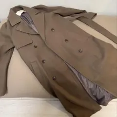 COQULE 上品ブラウン　ベルト付き冬用トレンチコート ロング丈