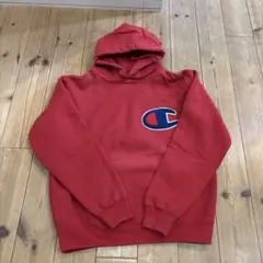 Champion レッド フード付きパーカー M