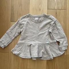 プティマイン　ベージュぺプラムトレーナー　90cm