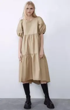 新品☆ZARA ザラ アシンメトリープリーツワンピース S