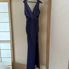 新品未使用 Lサイズ パープルビジュー装飾スリットドレス