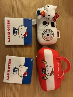 新品 ハローキティ2種セット　なつかしモチーフマスコット　カメラ　バッグ