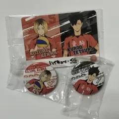 ハイキュー くら寿司コラボ 研磨 黒尾 缶バッジ カード セット