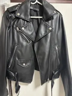 黒 レザーダブルライダースジャケット