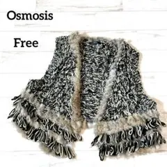 オズモシス ラビットファー ニットベスト フリー 個性的 ループ編み かわいい