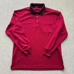 PARIS SPORT 長袖 ポロシャツ メンズ M レッド 胸ポケット