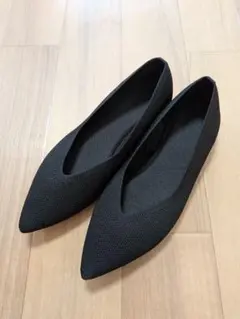 【１度着用】GU　ウォッシャブルニットフラットシューズ　23.0　ブラック