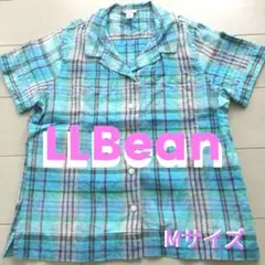 L.L.Bean 半袖チェックシャツ Mサイズ　レーヨン