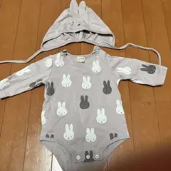 petit main うさぎ柄ロンパース 70