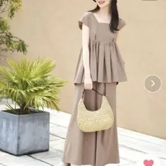 ルイルエブティック　バックリボン　ペプラムジレ＆ワイドパンツ　セットアップ