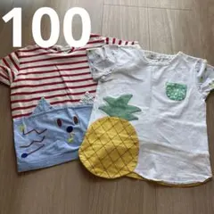 ベイビーチアー　パイナップル・ネコtシャツセット100のサムネイル