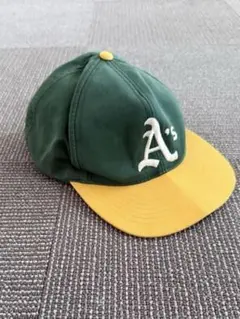 【90s 希少】MLB オークランド・アスレチックス キャップ 刺繍 グリーン
