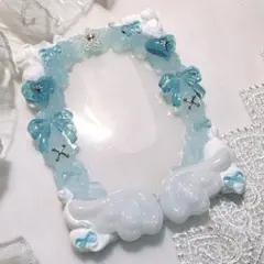 ホイップデコ トレカキーホルダー トレカデコ トレカケース 硬質ケース 水色 羽