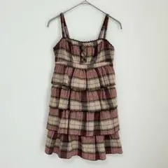◎ 【美品】リズリサ チェック柄 ティアード ワンピース 地雷 クラシカル　M