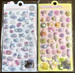 ぷくぷくシール 3Dシール 立体シール デコシール　2枚セット　うさぎ＊ねこ