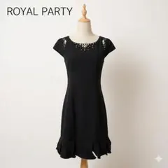 ROYAL PARTY ロイヤルパーティー パール装飾 ペタル裾 ワンピース F