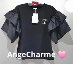 【新品未使用】辻希美×しまむら アンジュシャルム 袖フリルTシャツＬ 黒