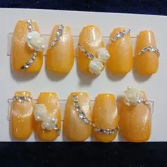 オレンジ グラデーション ネイルチップ 10個セット