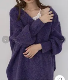 Kastane メランジVあきニットプルオーバー