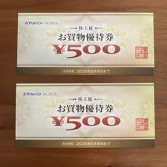 ヤマダ電機お買い物優待券 500円　2枚