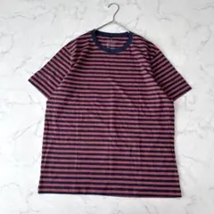 無印良品 太番手 天竺編みクルーネック半袖Ｔシャツ ボーダーカットソー XL