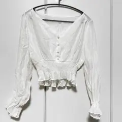 GRL グレイル レディース ホワイト Vネック シャーリングシャツ F